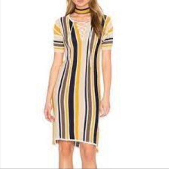 Frame Denim Le Lace Up Shirt Dress in Multi Stripe Knit - Picture 1 of 7
